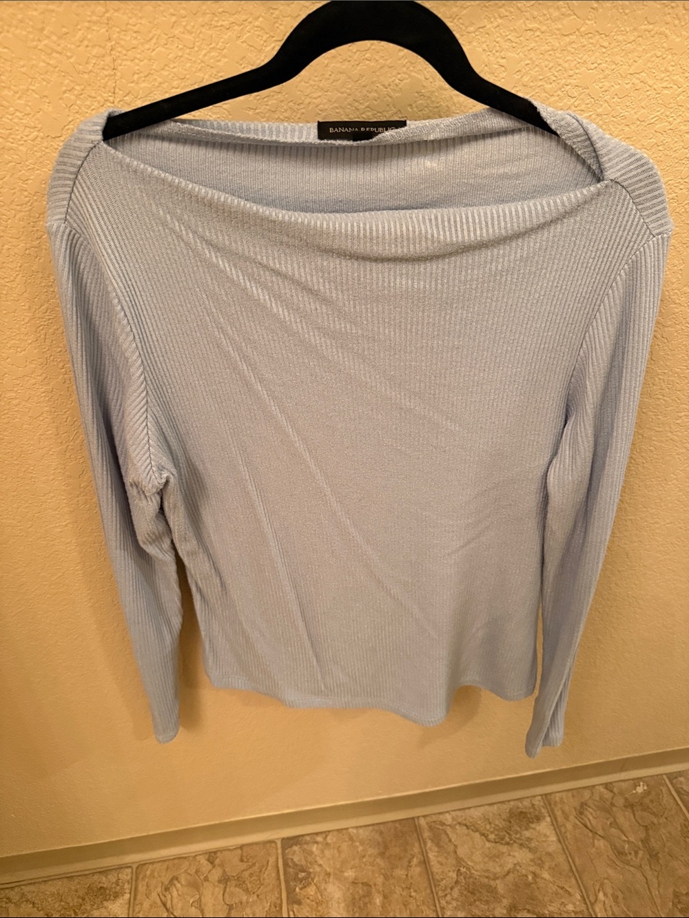 Banana Republic Pale Blue Off-the-Shoulder Ribbed Sweater